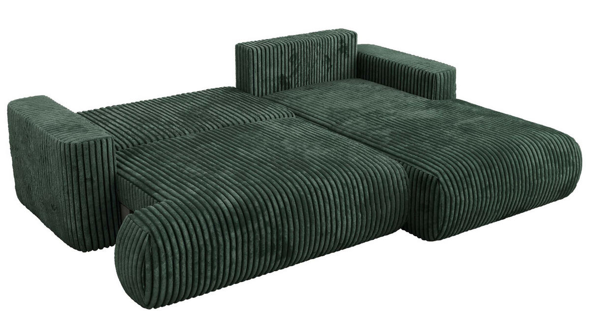 ECKSOFA OVO L Grün Cord - Rechts Seite - Schwarz/Grün, Kunststoff/Textil (195/271cm) - MKS