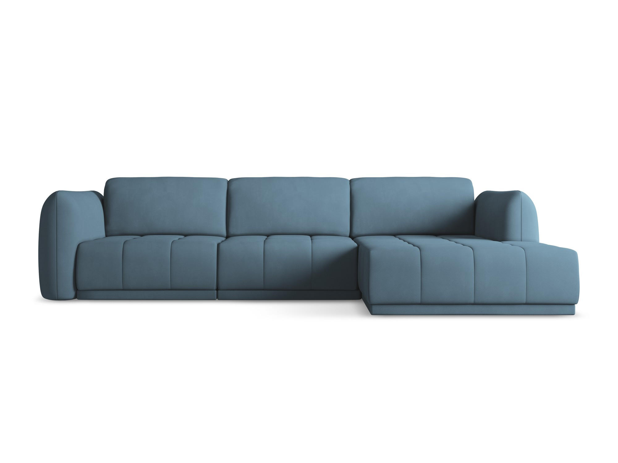ECKSOFA Rechts Chenille Stoff Blau - Blau/Blaugrau, Kunststoff/Textil (290/170cm) - Makamii