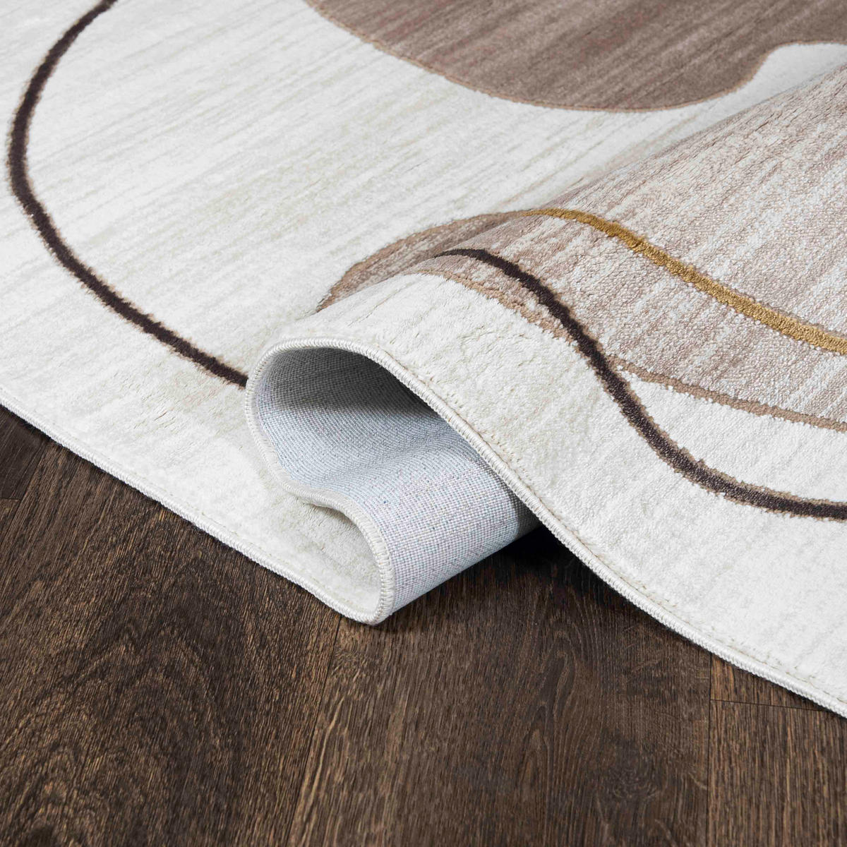 TEPPICH Beige Abstrakt - Kurzflor Unregelmäßig Unregelmäßige Form - Weiß Ecru Creme - 80 x 150 cm - Ecru, Textil (80/150cm) - Mazovia