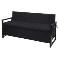 POLY-RATTAN 3ER SITZBANK Anthrazit, Schwarz - Anthrazit/Schwarz, Kunststoff (164/87/57cm) - MCW