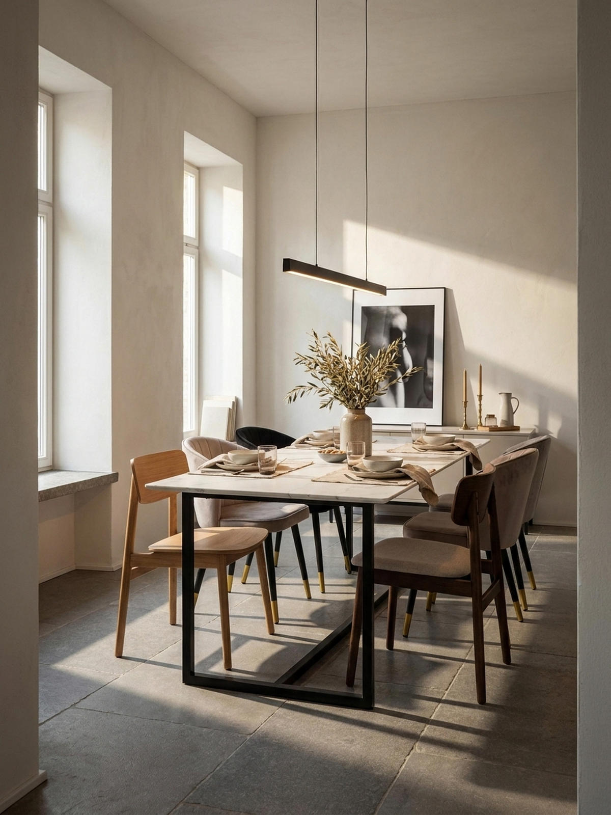ESSTISCH Marmoroptik Metall Rechteckig Modern Klein, Weiß 200x90x76 cm - Schwarz/Weiß, Holzwerkstoff/Metall (90/200/76cm) - KADIMA DESIGN