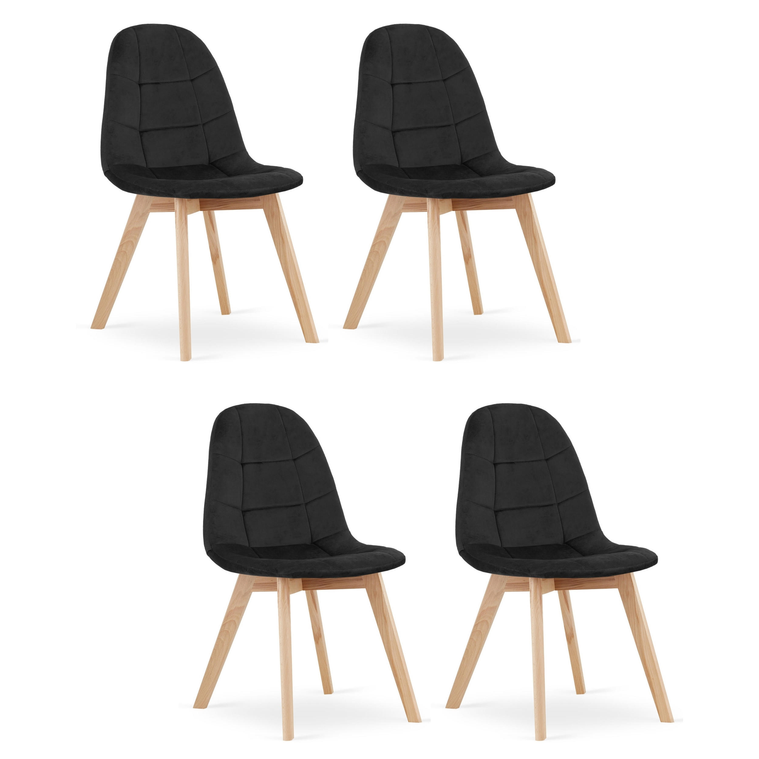 STUHL SORANO 4-er Set, Schwarz, mit Samtstoff gepolstert - Schwarz, Holz/Textil (45/82/54cm) - Komodee