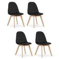 STUHL SORANO 4-er Set, Schwarz, mit Samtstoff gepolstert - Schwarz, Holz/Textil (45/82/54cm) - Komodee