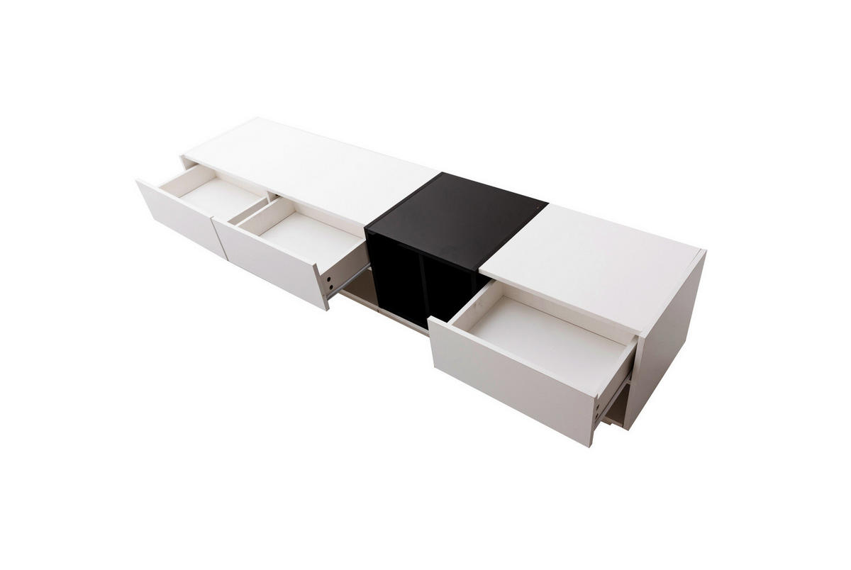 TV-LOWBOARD 190/40/42 cm mit 3 Schubladen und 2 offenen Fächern - Schwarz, Holzwerkstoff (190/42/40cm) - BEAOK