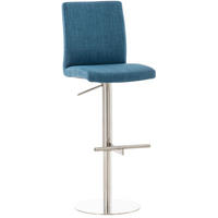 BARHOCKER Cathy, Gestell Edelstahl, Stoff Blau - Blau/Chromfarben, Textil/Metall (40/100/49cm) - TPFLiving