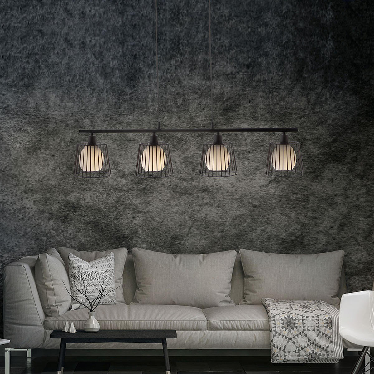 HÄNGELEUCHTE PRISO Schwarz Weiß Glas - Schwarz, Glas (15/90/150cm) - Nowa