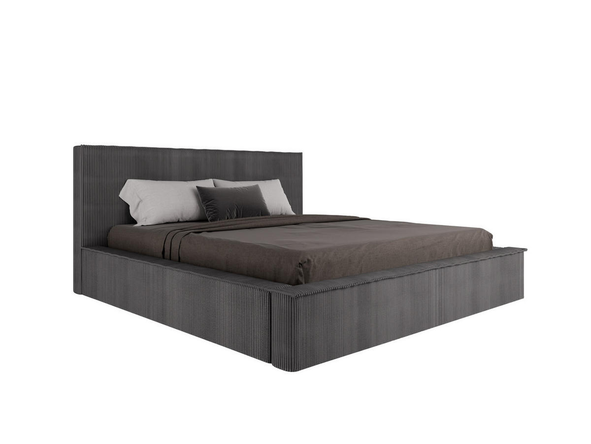 POLSTERBETT SANA 180x200cm Elegantes Polsterbett für modernen Wohnstil , Taschenfederkernmatratze LIORA(19cm), dunkelgrau - Dunkelgrau, Holz (180/200cm) - Panda Möbel