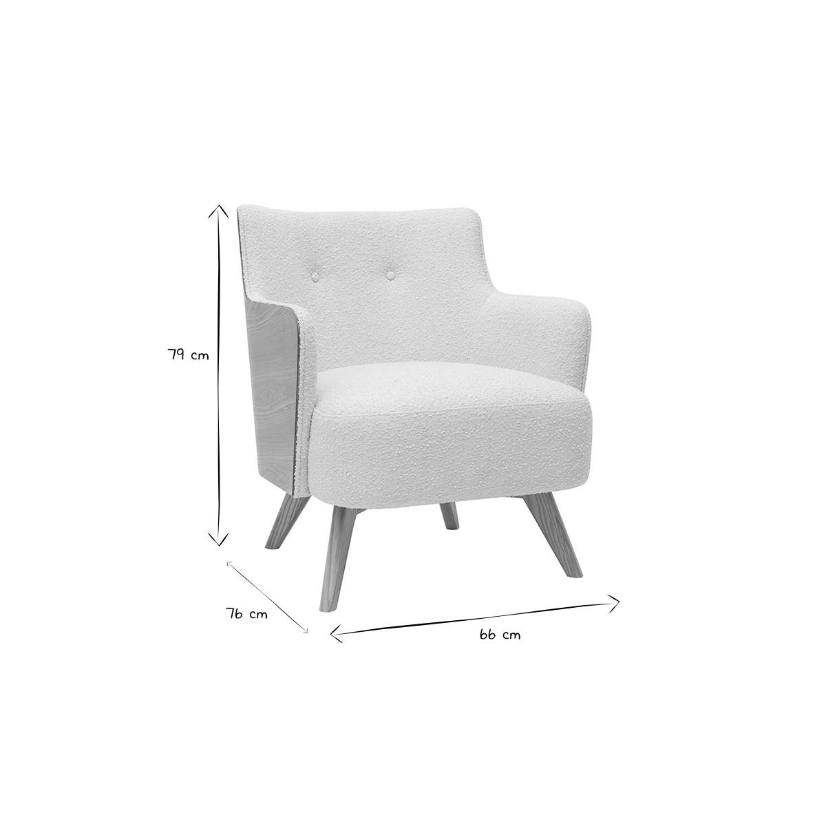 SESSEL skandinavisch Woll-Effekt Holz VALMY - Weiß, Textil (76/79/66cm) - Miliboo