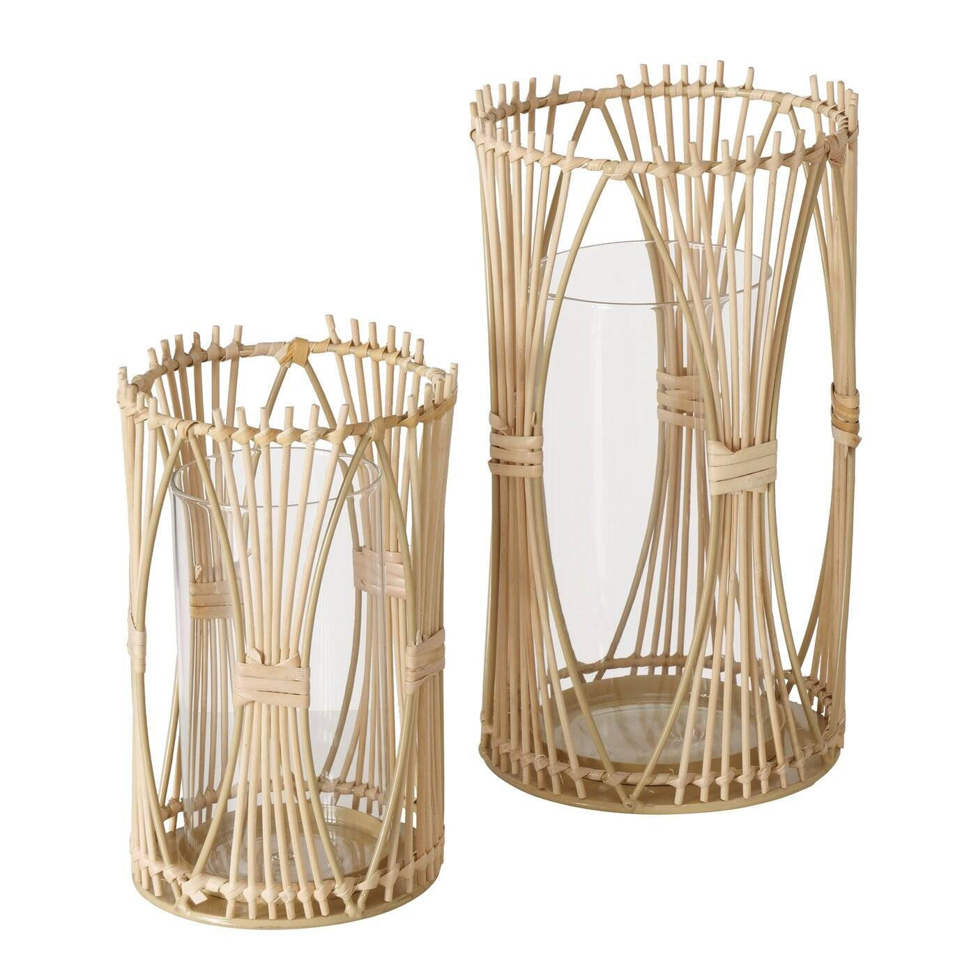 KERZENSTÄNDER Eireen 2er-Set - Braun, Naturmaterialien (15/27/15cm) - Boltze Home