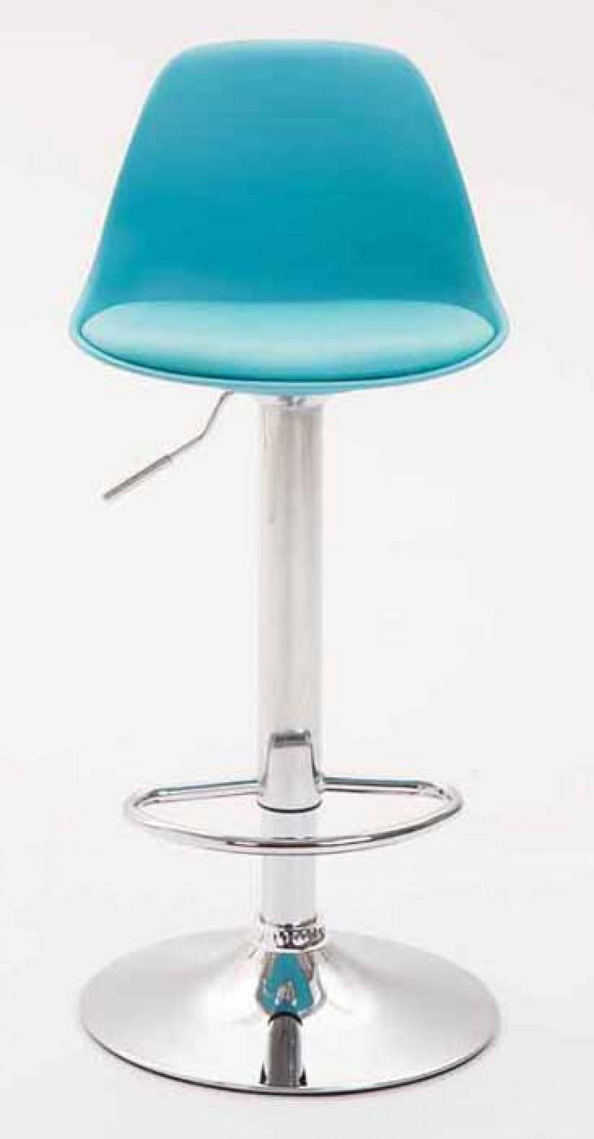 BARHOCKER 2er Set Lederlook blau - Blau/Chromfarben, Kunststoff/Textil (39/82/43cm) - CLP