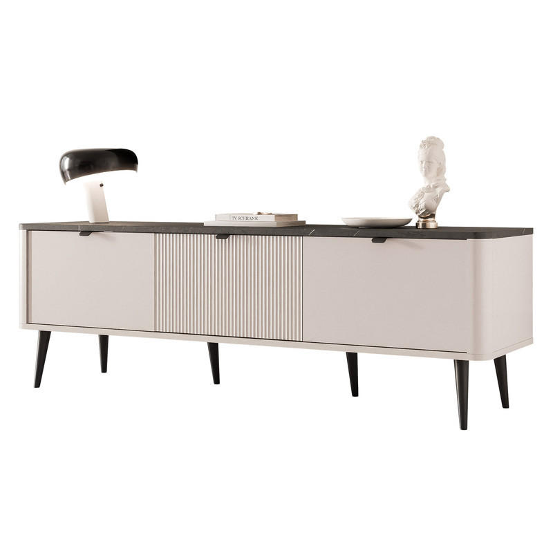 TV-LOWBOARD NAVANI stehend, 160 cm Kaschmir/Grau - Schwarz/Grau, Holzwerkstoff/Metall (160/52/40cm) - Idohome