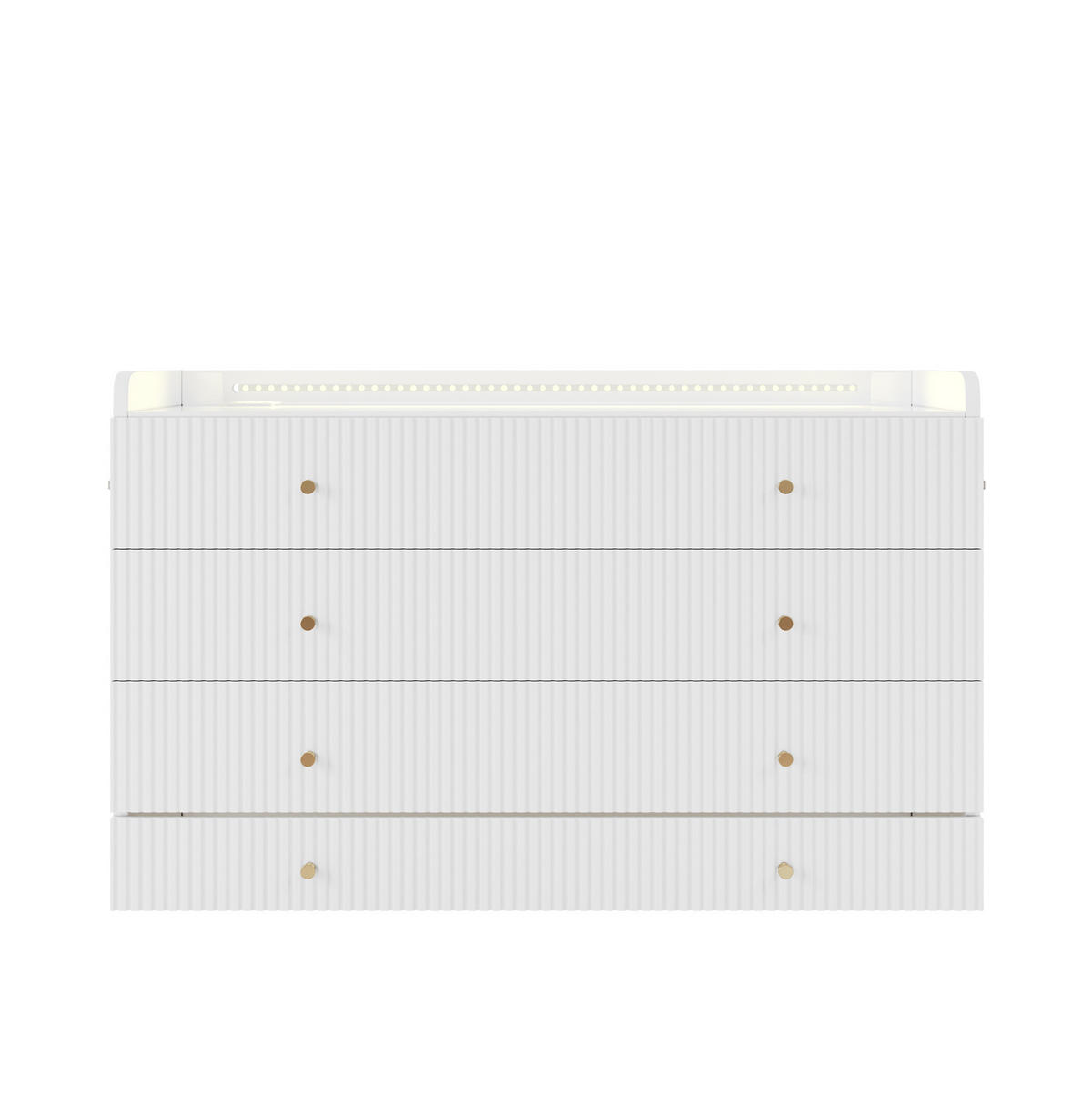 BETT 140/200 cm Weiß mit LED-Beleuchtung und USB-Anschluss - Weiß, Holzwerkstoff (140/200cm) - Flora Grace