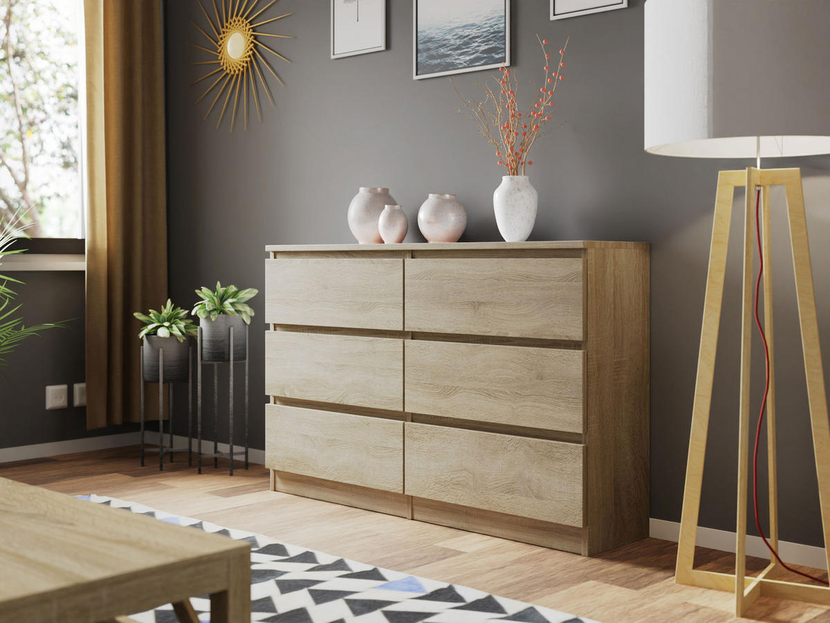 KOMMODE Malwa M6 120 - Sonoma Eiche, Holzwerkstoff (120/77/30cm) - MIRJAN24