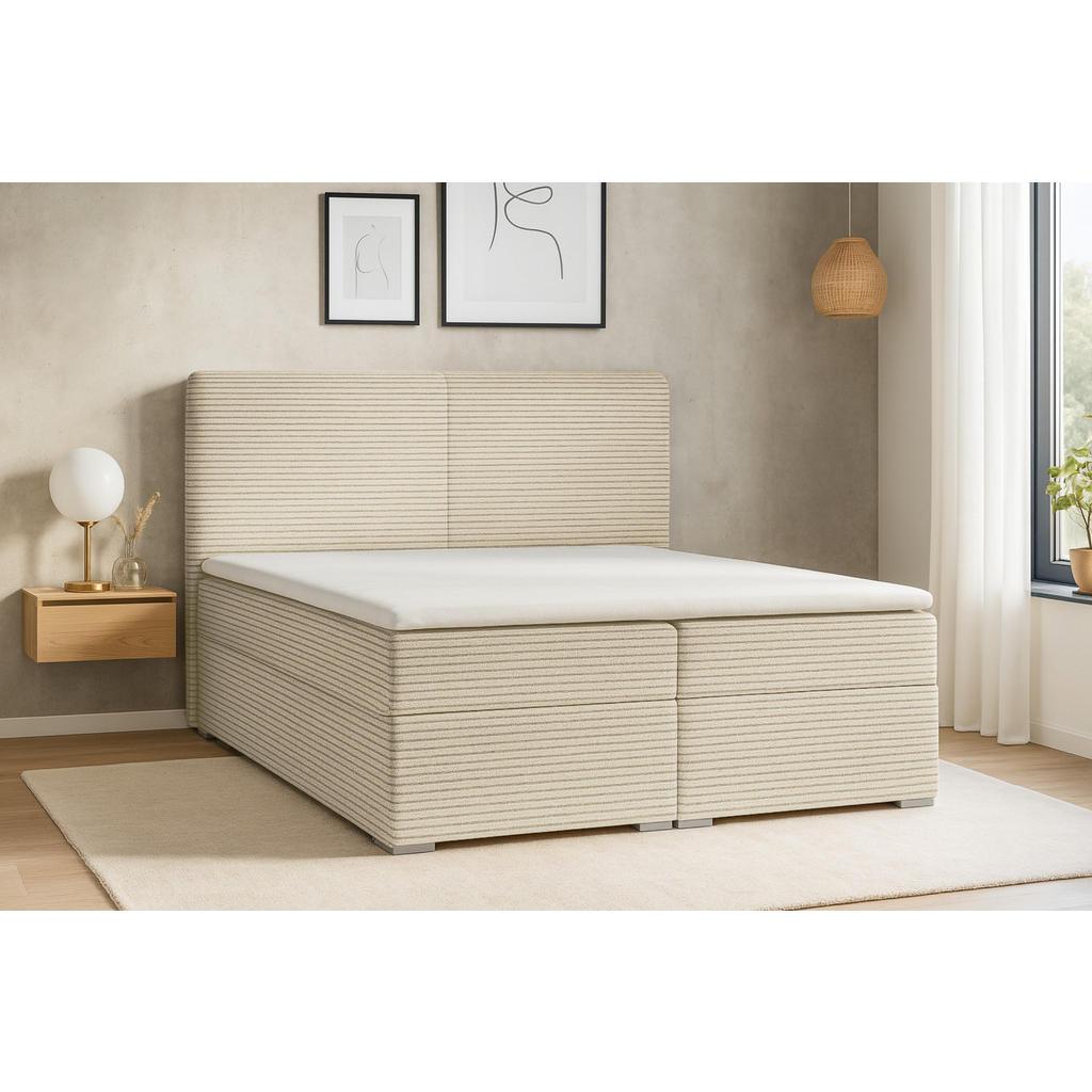 Thumbnail - Deine Möbel 24 Boxbett, Creme, Textil, H4, 160x200 cm, Schlafzimmer, Betten, Boxspringbetten