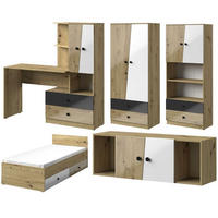 JUGENDZIMMER-SET Nero 5-teilig Artisan Eiche / Schwarz Hochglanz 324 / 204 / 190cm - Schwarz Hochglanz/Eichefarben, Holz/Holzwerkstoff (324/204/190cm) - Feldmann-Wohnen
