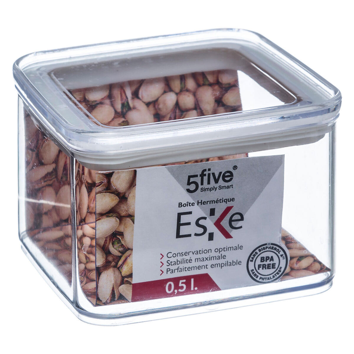 VORRATSDOSE, stapelbar Eske, PS-Kunststoff, Silikon, Transparent, 0.5 L - Transparent, Kunststoff (10.4/7/10.4cm) - 5five Simply Smart