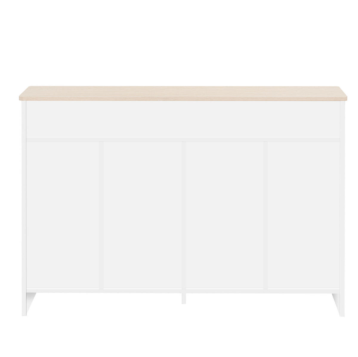 SIDEBOARD z MDF, 120/37/80 cm bílý v dekoru dřeva se 4 dvířky a 2 zásuvkami - bílá, kompozitní dřevo (120/80/37cm) - Modenvie