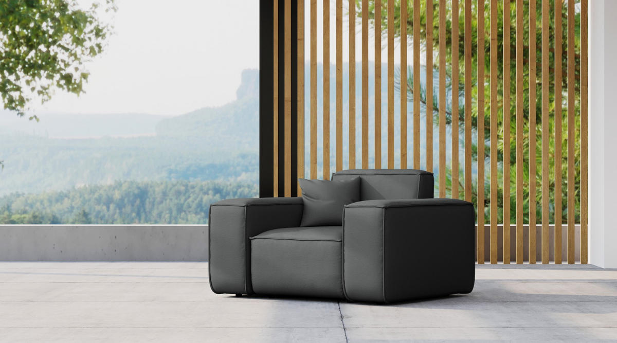 GARTENSESSEL Für Den Garten MALIBU Stoff Odyssey Anthrazit - Anthrazit, Holz (121/73/88cm) - Kaiser Möbel