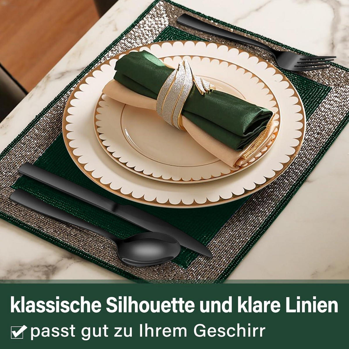 BESTECKSET 36-teiliges Set Edelstahl Schwarz - Schwarz, Metall