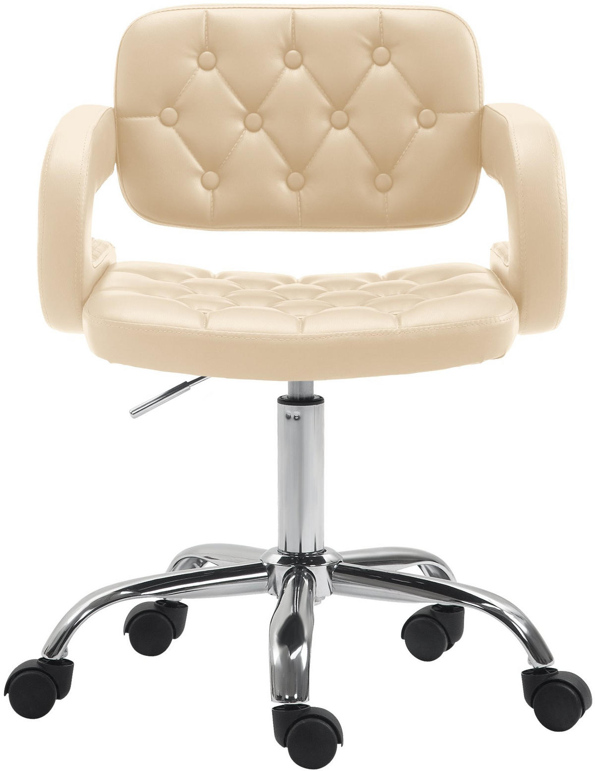 DREHSTUHL Lederlook creme - Chromfarben/Creme, Textil/Metall (62/78/55cm) - CLP