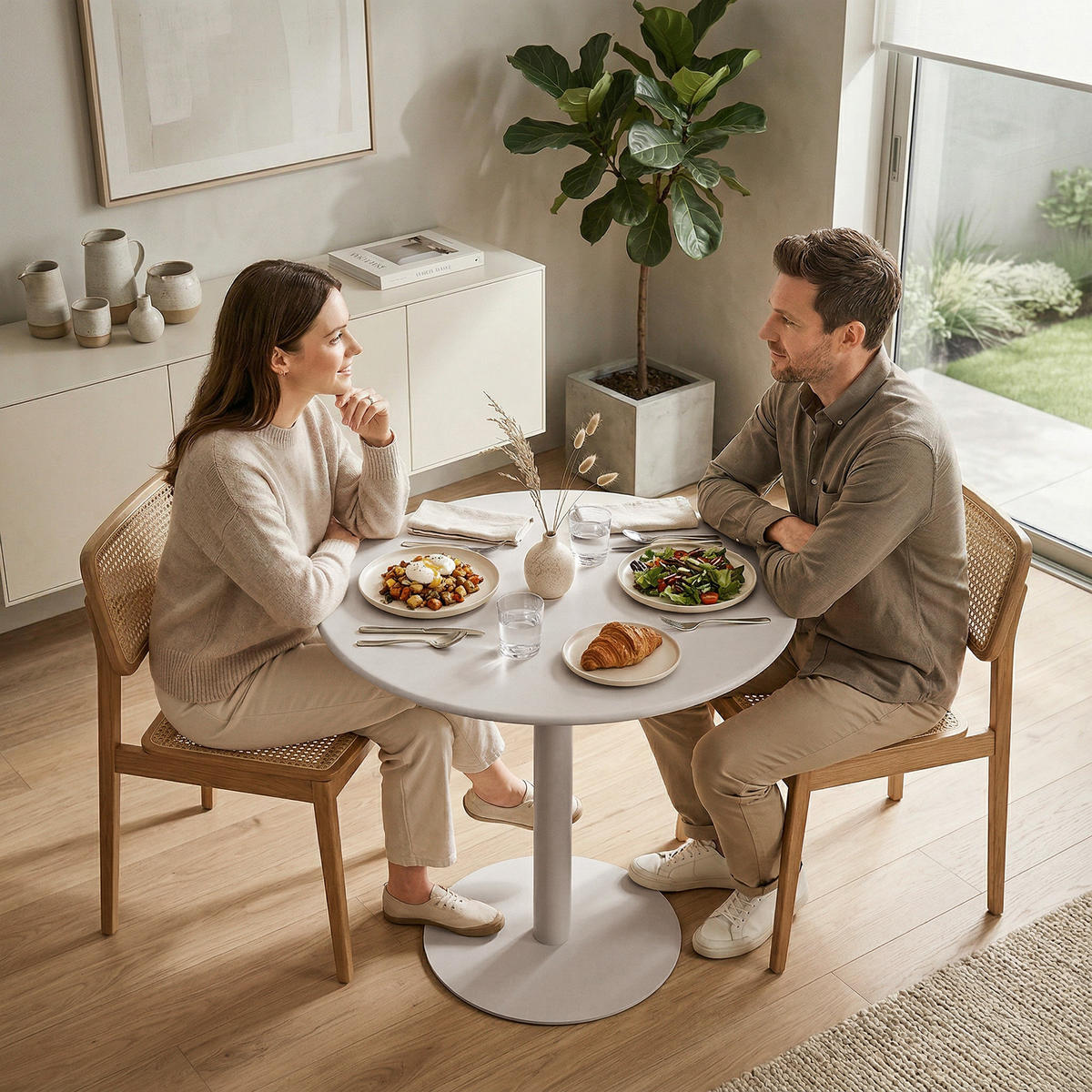 ESSTISCH Stahl Beige - Beige, Metall (60/60/72cm) - HOMCOM