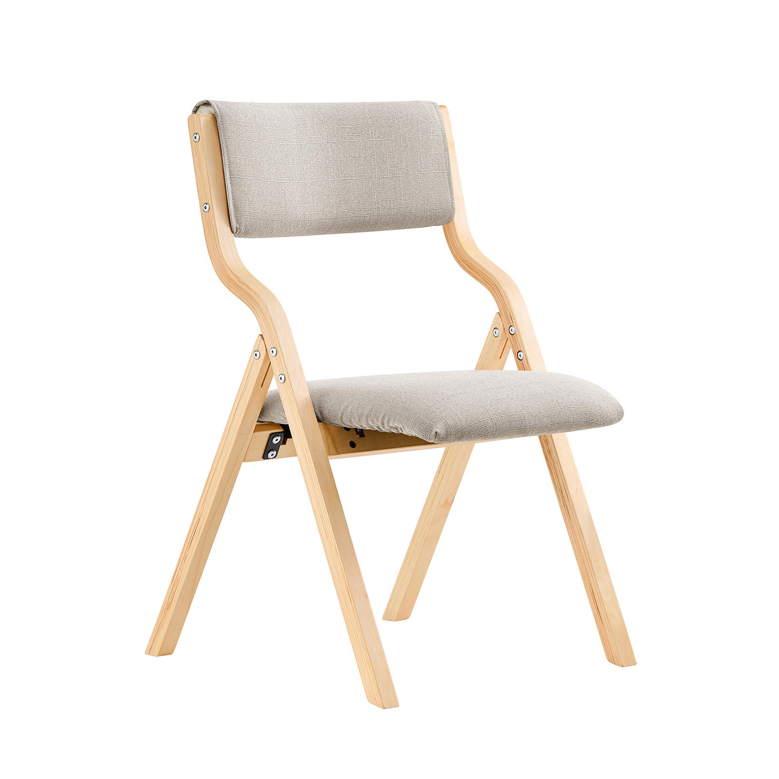 KLAPPSTUHL Birkenholz Gepolstert, 49x80x54cm, Grau - Grau, Holz/Holzwerkstoff (41/44/50cm) - SoBuy