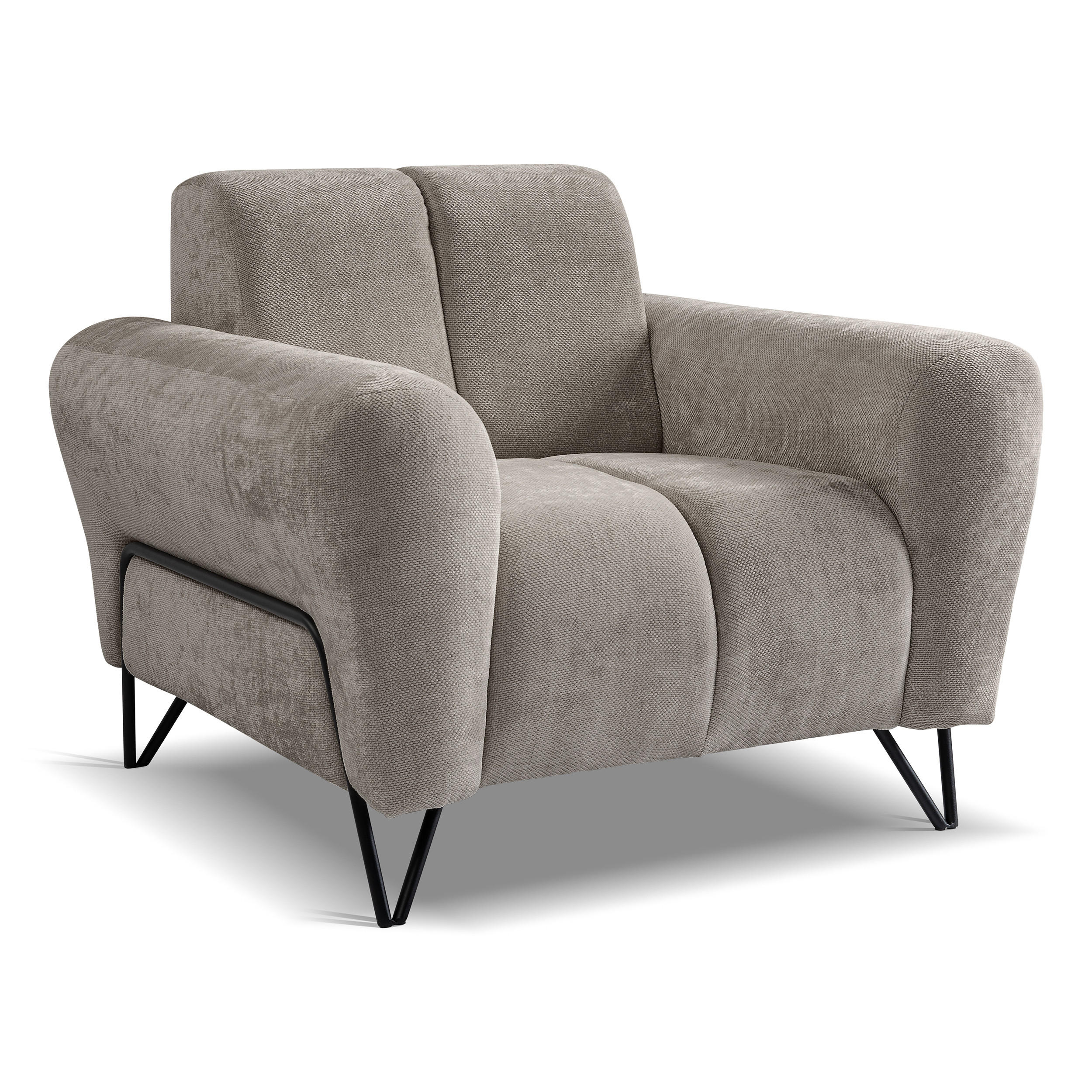 RELAXSESSEL Volare mit Metallbeinen Hellbraun - Hellbraun/Schwarz, Textil/Metall (100/83/98cm) - Beautysofa