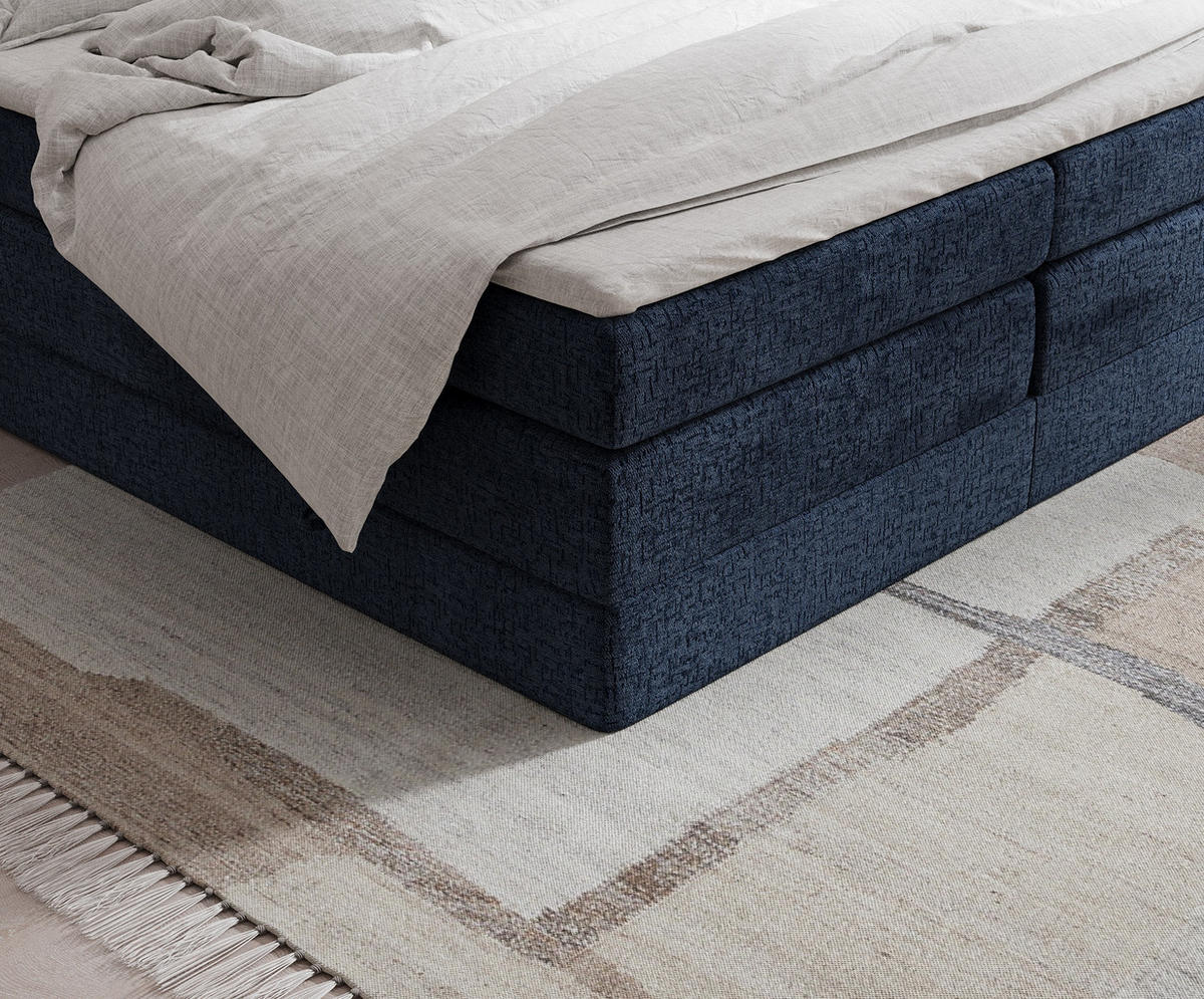 BOXSPRINGBETT Juniper Marineblau 160/200 cm - Schwarz/Dunkelblau, Holz/Holzwerkstoff (160/200cm) - Maison de Reve