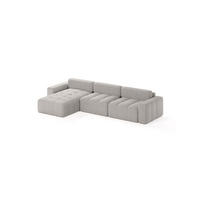 ECKSOFA Bouclé-Stoff 8 Sitzer Bornum So, Hellgrau - Hellgrau, Textil (346/170cm) - Meblito