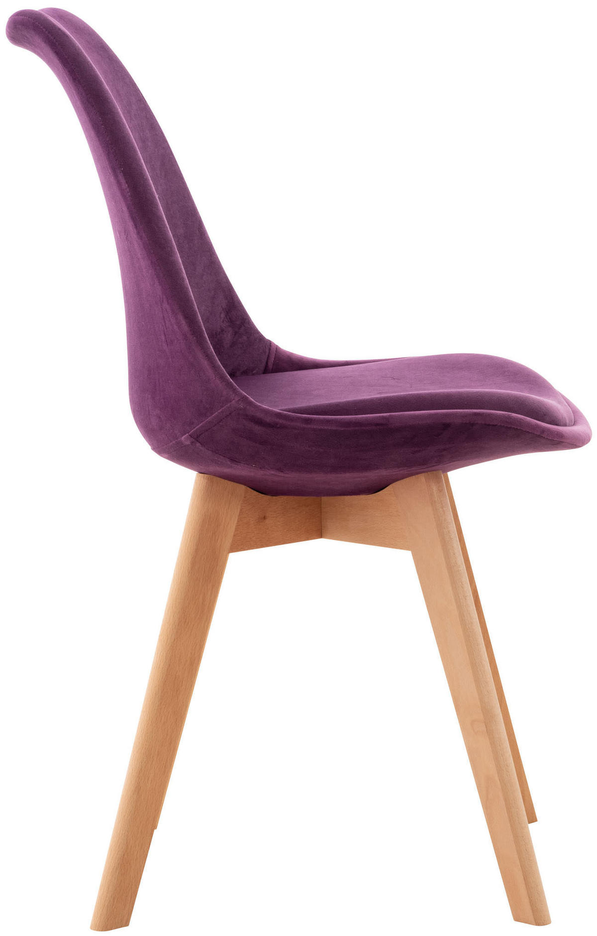 STUHL 4er Set Samt lila - Eukalyptusholzfarben/Lila, Holz/Textil (49/83/50cm) - CLP