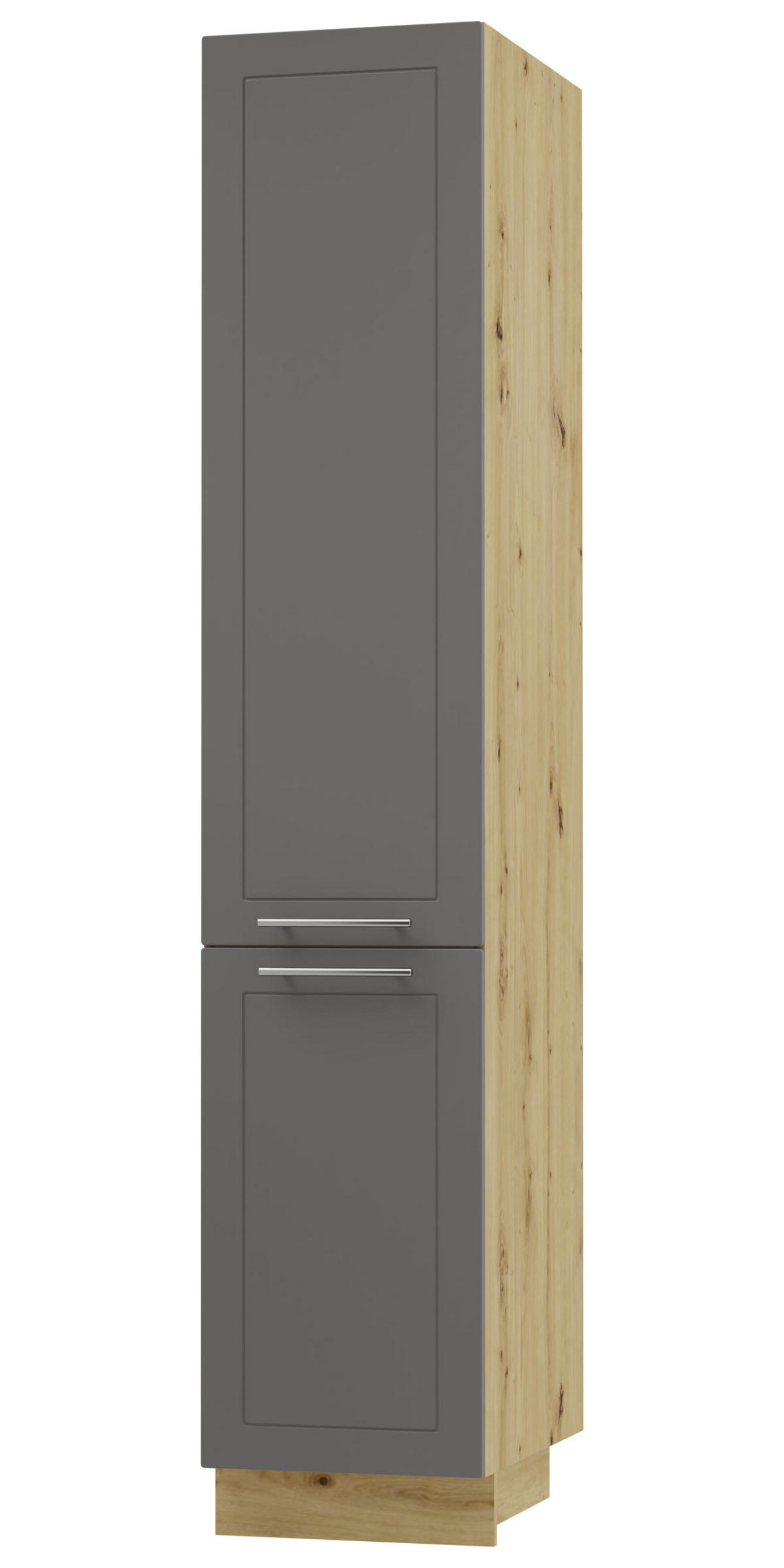 APOTHEKERSCHRANK Kvantum 2D14K/40/kargo Graphit Matt / Eiche Artisan Matt 40 / 59 / 207cm - Graphitfarben/Eiche Artisan, Holz/Holzwerkstoff (40/207/59cm) - Feldmann-Wohnen