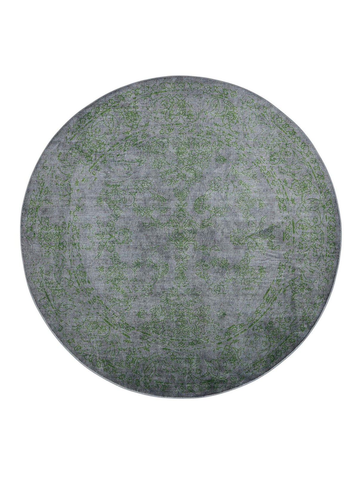 VINTAGE-TEPPICH Miray waschbar ø 160 cm rund - Grau/Grün, Kunststoff (160/160cm) - benuta Nest