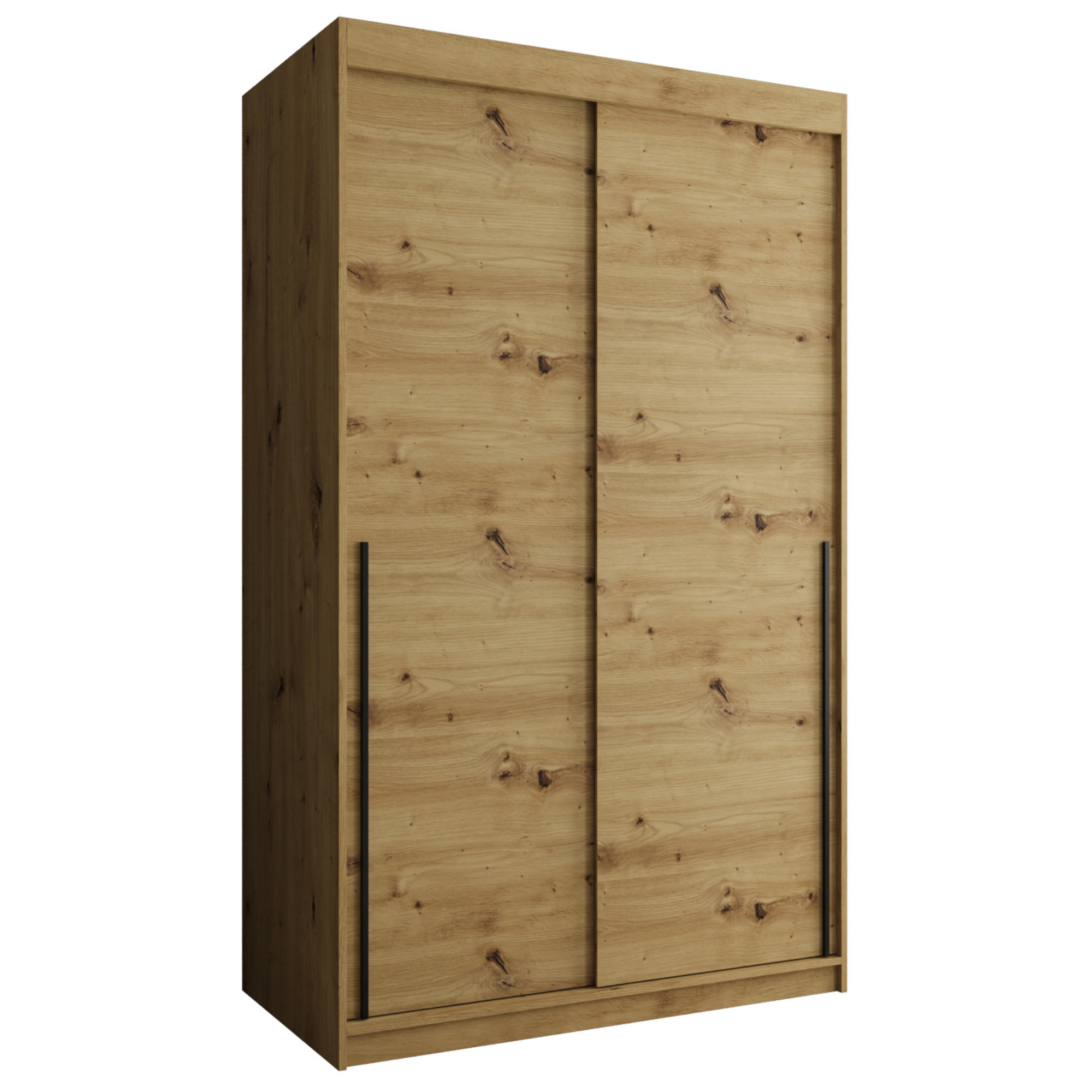 SCHIEBETÜRENSCHRANK 120 cm Breite Artisan mit schwarzem Griff - Schwarz/Eiche Artisan, Holzwerkstoff (120/200/62cm) - Home Collective