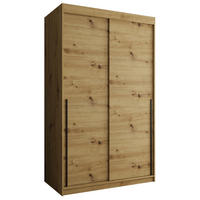 SCHIEBETÜRENSCHRANK 120 cm Breite Artisan mit schwarzem Griff - Schwarz/Eiche Artisan, Holzwerkstoff (120/200/62cm) - Home Collective