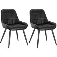 ESSZIMMERSTUHL 2er-Set, Polsterstuhl, Kunstleder, Schwarz - Schwarz, Textil/Metall (52.5/81.5/62cm) - Woltu