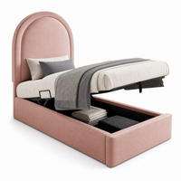 POLSTERBETT 90/200 mit Bettkasten und hydraulischem Lattenrost in Rosa - Rosa, Holzwerkstoff/Textil (90/200cm) - EVRYAE