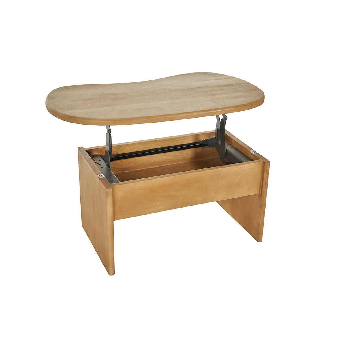 COUCHTISCH Bohnenform Ablage Massives Mangoholz B95 cm KOKOA - Eiche Bianco, Holz (95/54/40cm) - Miliboo