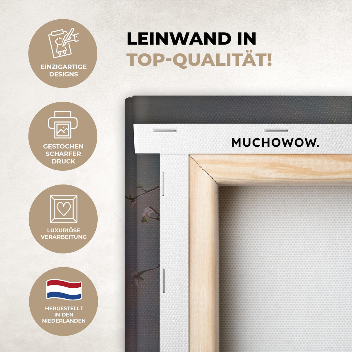 LEINWANDBILD Stillleben - Vase - Osterzweig Deko Wohnzimmer 20x20 cm - Hellblau, Textil (20/20cm) - MuchoWow