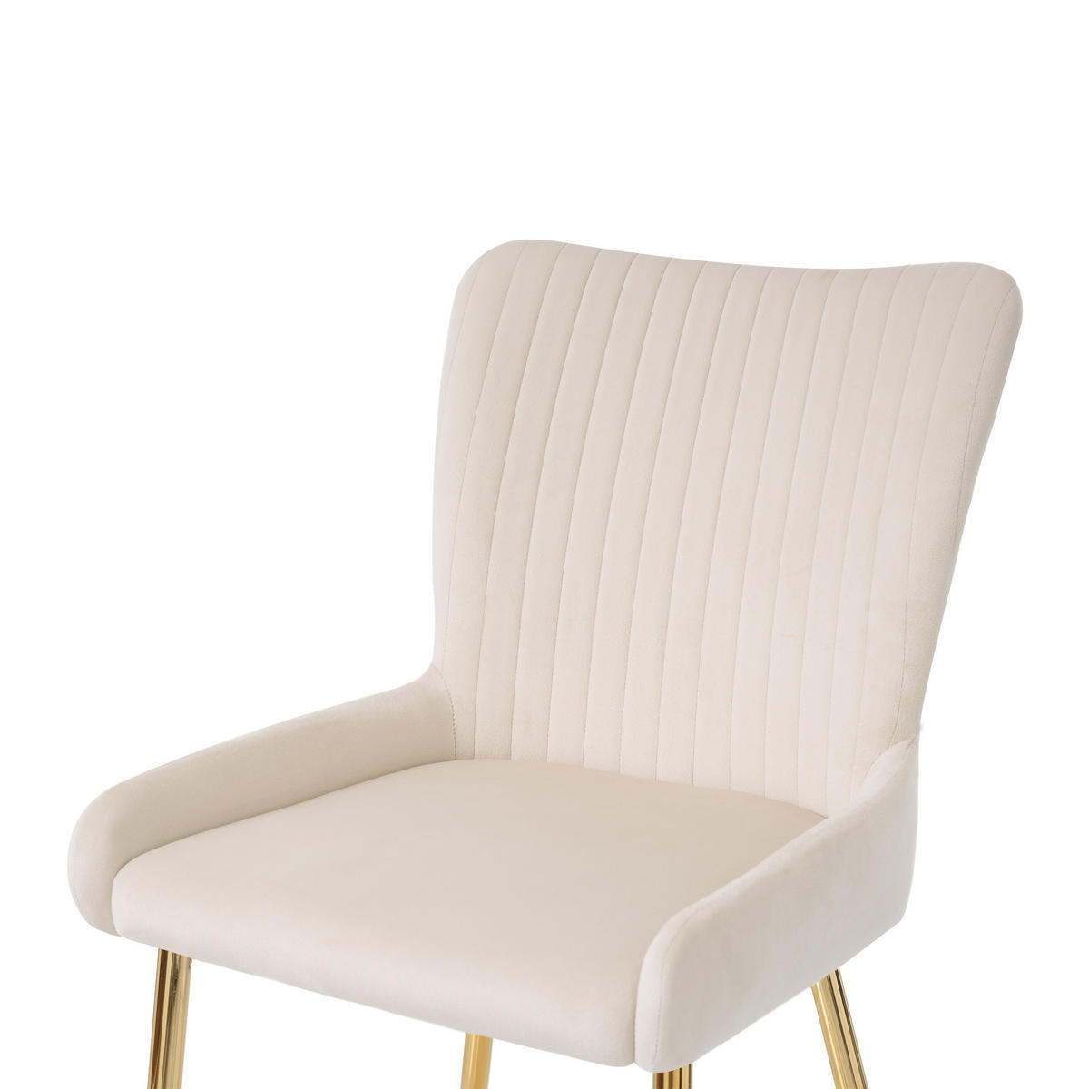 ARMLEHNSTUHL-SET DE-37030 4 Stück mit goldenen Metallbeinen Beige - Beige/Goldfarben, Metall (58/85/47cm) - ComfortXL
