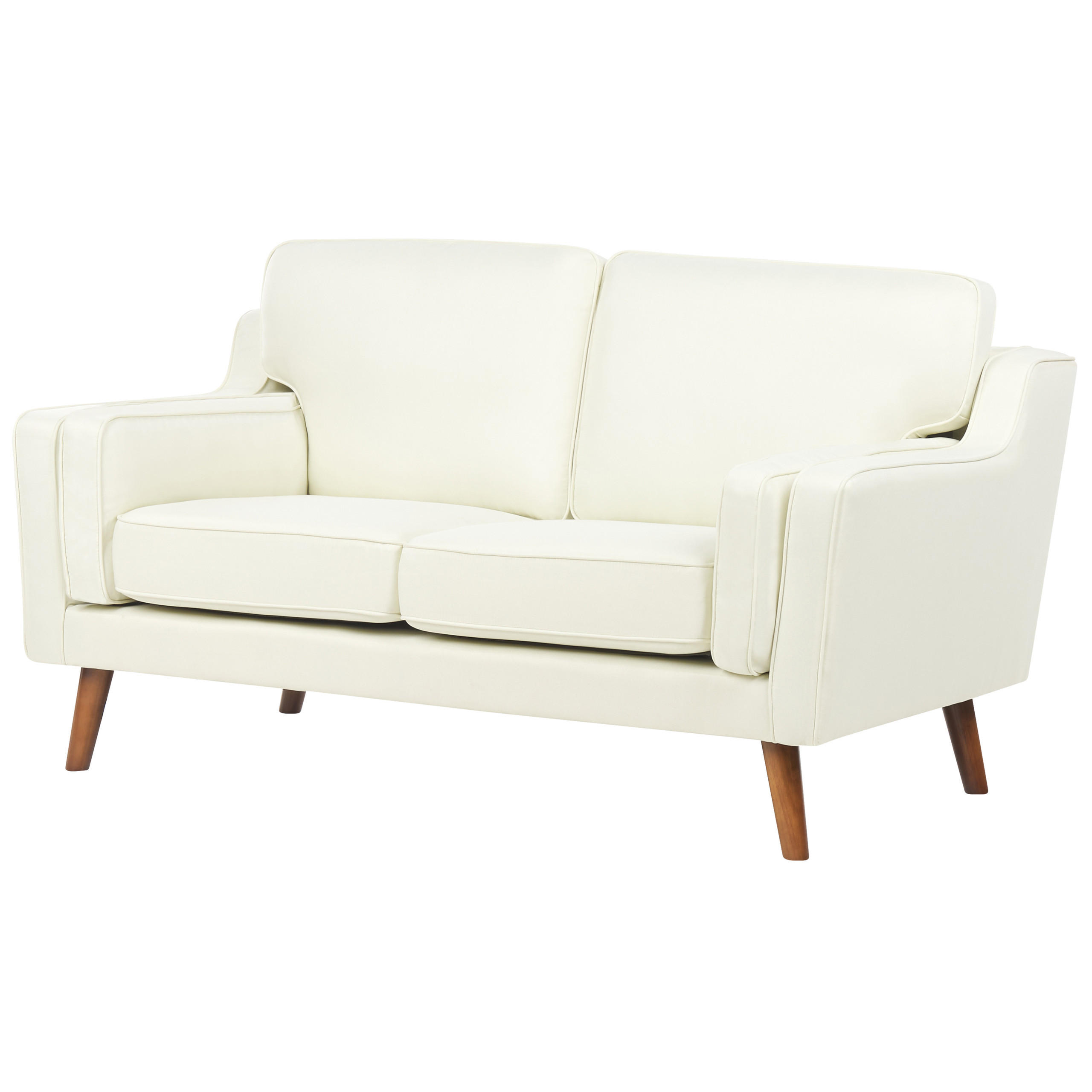2-SITZER-SOFA cremeweiß Lokka - Hellbraun/Weiß, Textil (150/85/83cm) - Beliani
