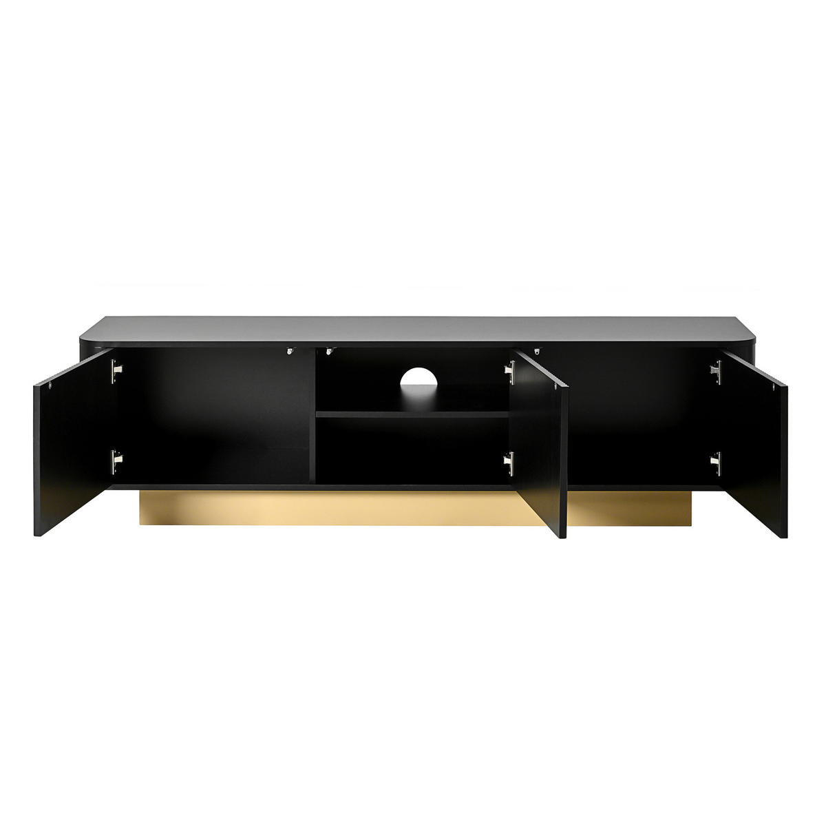 TV-LOWBOARD aus MDF und Spanplatte 170x40,5x47 cm Schwarz mit 3 Türen und Kabelmanagement - Schwarz, Holzwerkstoff (170/47/40.5cm) - IVMEU