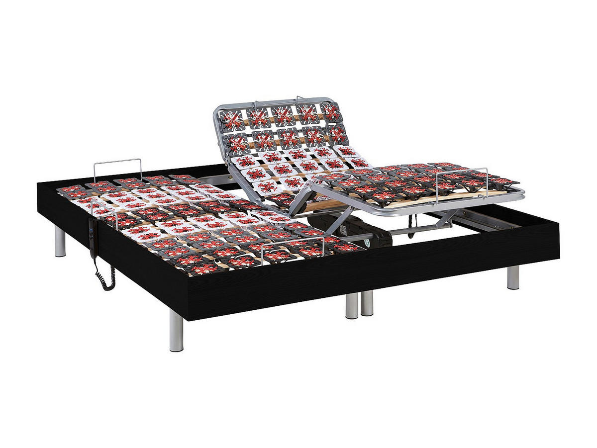 BETT mit elektrischem Lattenrost - 2 Personen - holz - schwarz Jupiter - Schwarz, Holz/Holzwerkstoff (90/200cm) - Vente-Unique