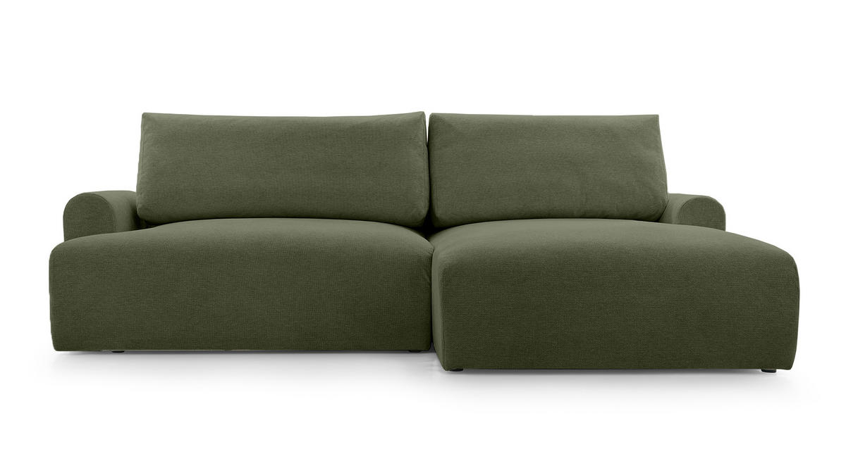 ECKSOFA mit Schlaffunktion Bordon, Dunkelgrün - Dunkelgrün, Textil (150/260cm) - Fedve