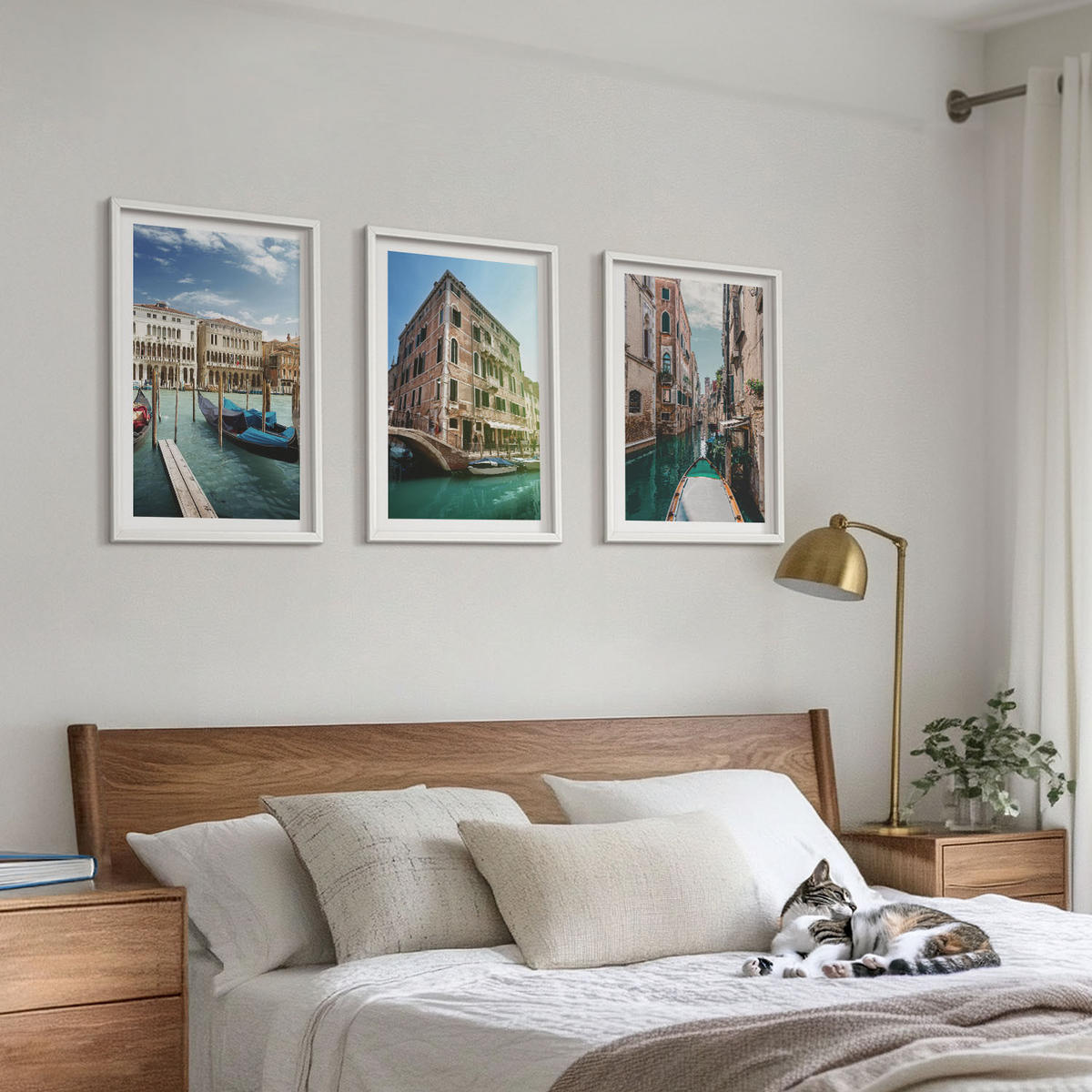 BILDER SET 3er Set - 40x60 cm Weißer Rahmen - Architektur der Kanäle von Venedig - Weiß, Kunststoff (40/60cm) - TULUP