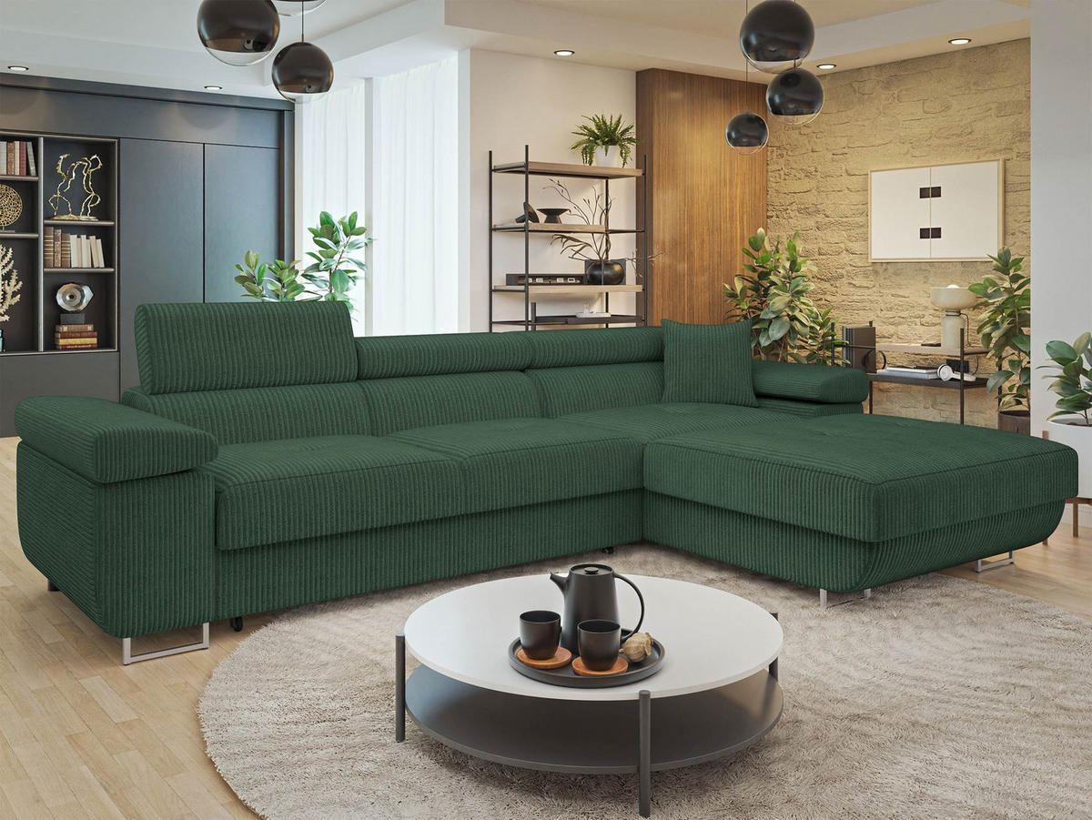 COLTAR Torezio Mini Reiat, Dreapta - verde, material textil/lemn (170/280cm) - MIRJAN24
