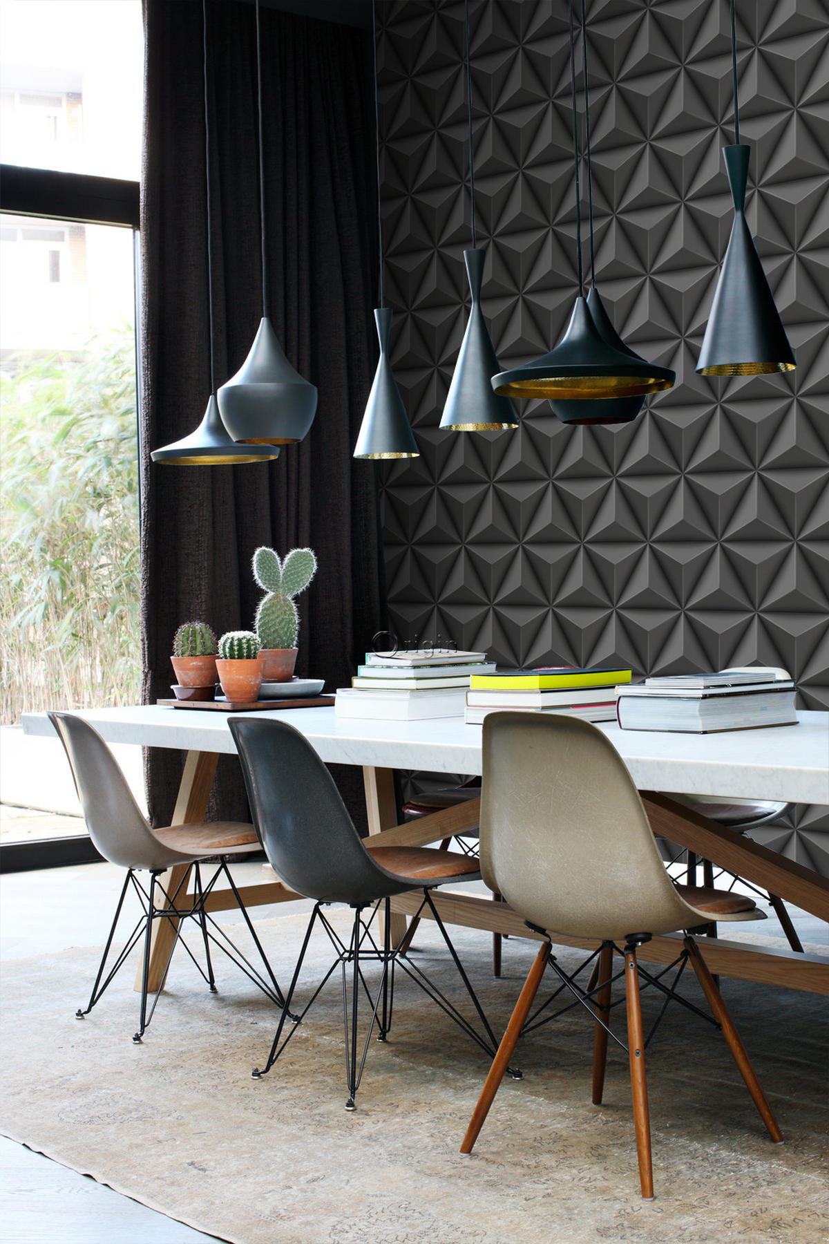 TAPETE 3D-Muster 53 cm x 10.05 m - Grau, Papier (53/1000cm) - Origin Wallcoverings