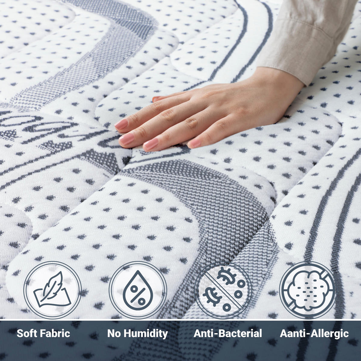 EINZELBETTMATRATZE GROß 130x200 | Memory Foam| Höhe 22 cm - Weiß, Textil (130/200cm) - The White Stone