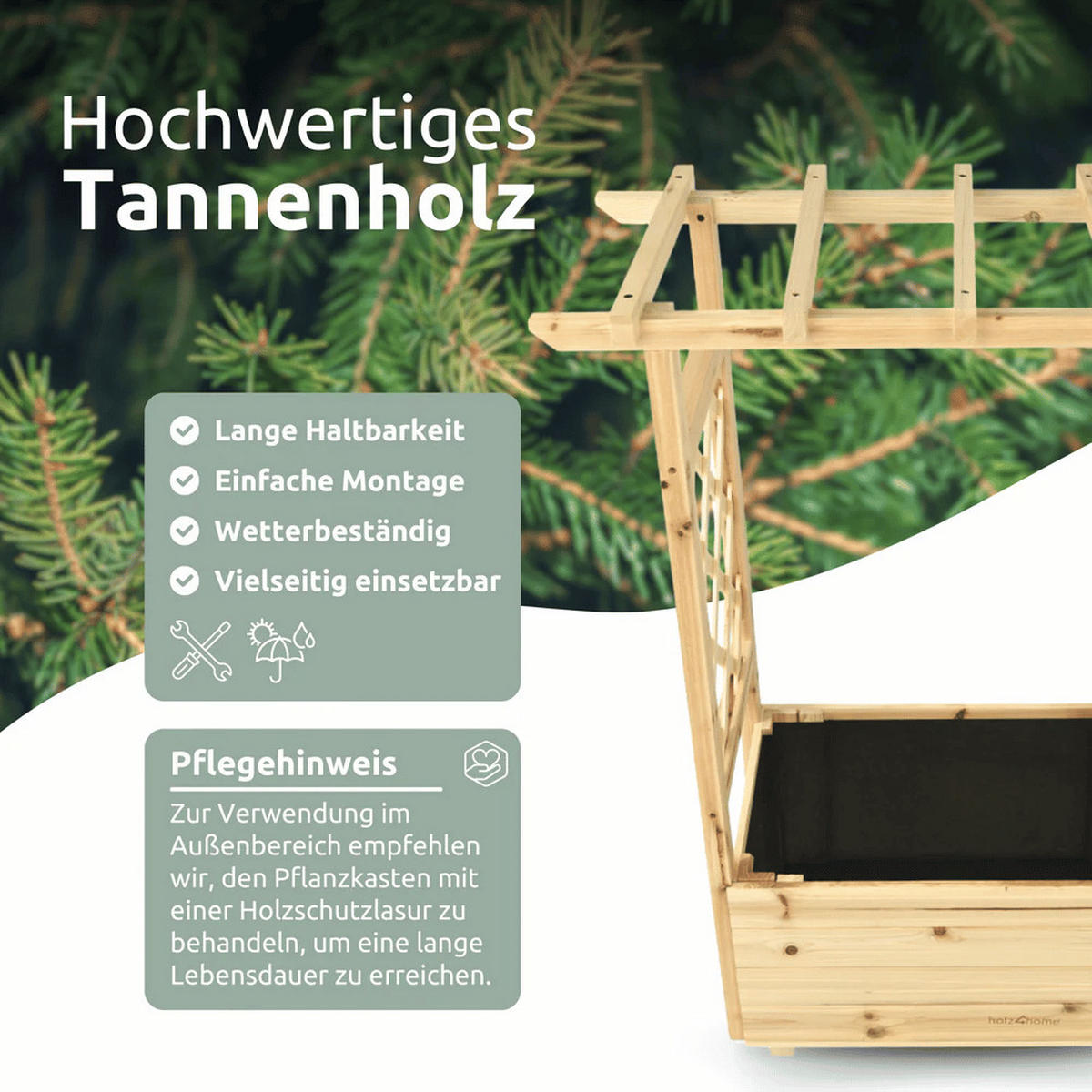 HOCHBEET mit Rankgitter THAO Inkl. Vlies 128cm Breit - Braun, Holz (128/103/44cm) - DELUKE