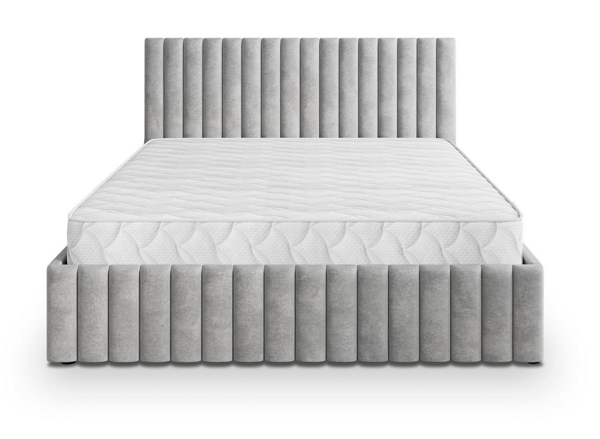 POLSTERBETT CARMIA K 120x200 cm mit Bettkästen - Hellgrau - Hellgrau, Holz/Textil - MASSENO