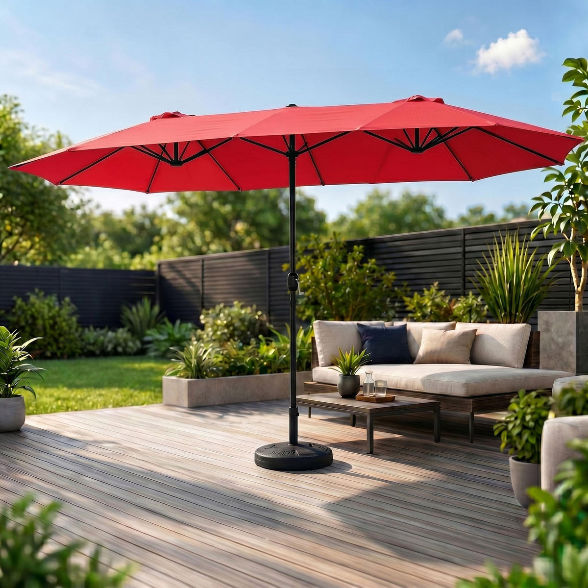 SONNENSCHRIM Rot 245/460 cm - Rot/Schwarz, Metall (460/270cm) - Akord